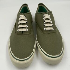 Seavees Mens Canvas Low Top Lace Up Sneakers Green Vulcanized Recycled Tires